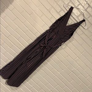 Deep red navy and white jumpsuit